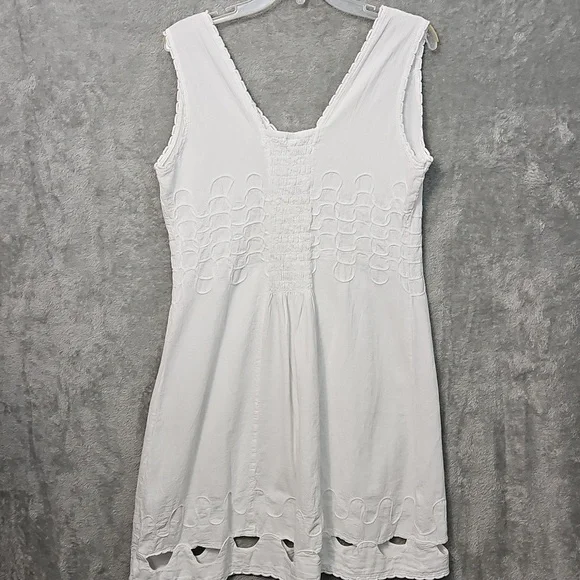 Blanco XL White Cotton Sundress Made In Peru Vneck Summer Dress Beach - Picture 6 of 9